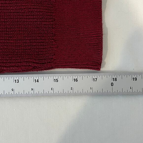 L.L. Bean Cotton Shaker-Stitch Sweater Women's Medium Funnelneck Deep Wine - Picture 8 of 8